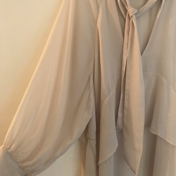 Zara size M sheer flowy blouse, tie front - Picture 3 of 5